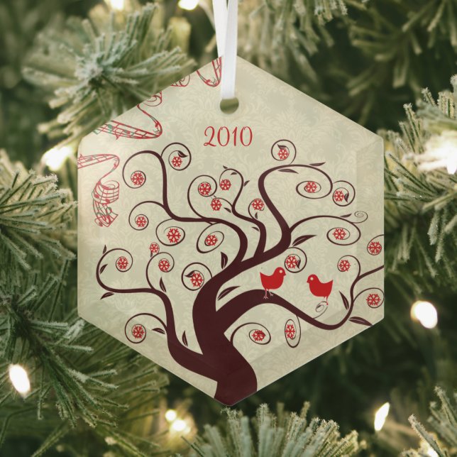Ornement de Noël de l'arbre à perles rouges (Insitu)