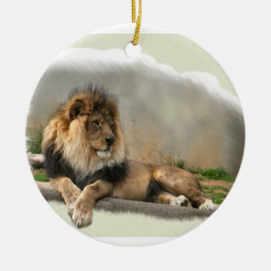 Ornement de Noël de lion au repos