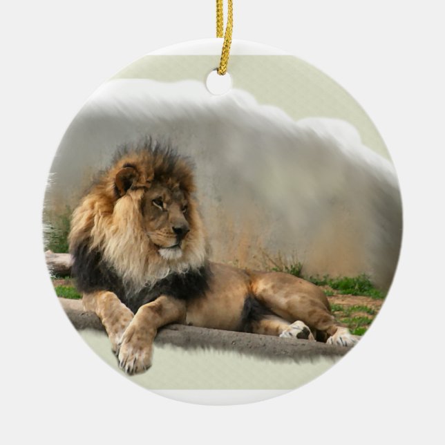 Ornement de Noël de lion au repos (Devant)