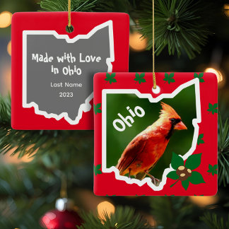 Ornement de Noël de l'Ohio avec Cardinal et Buckey