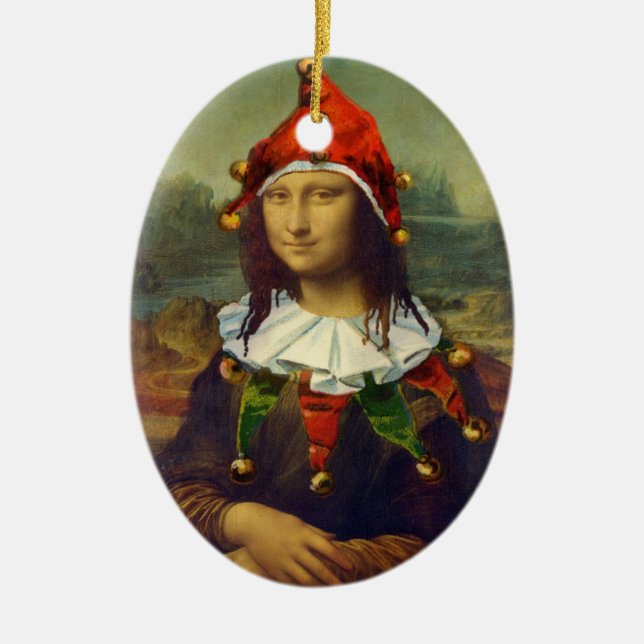 Ornement de Noël de Mona Lisa Elf (Devant)