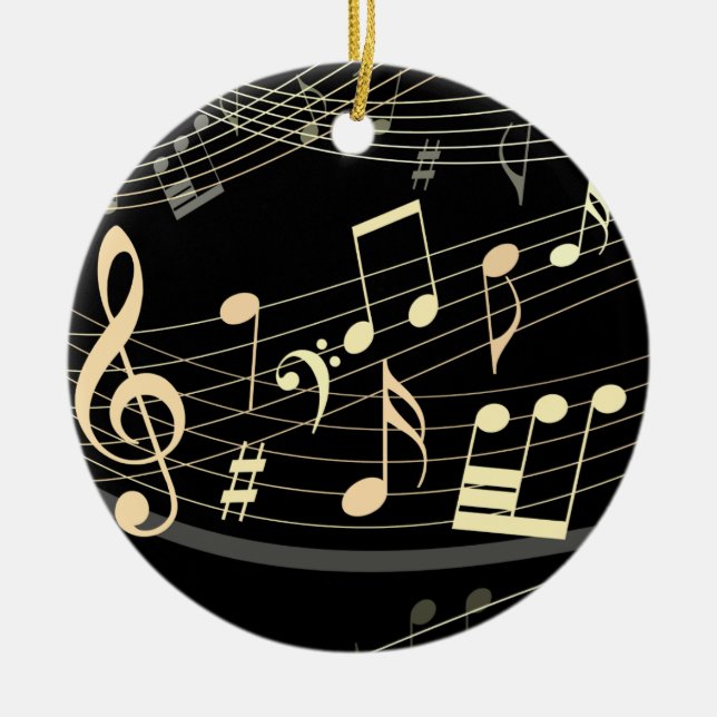 Ornement de Noël de musique d'or noir personnalisé (Devant)