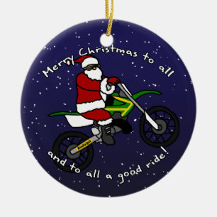 Ornement de Noël de Père Noël de vélo de saleté