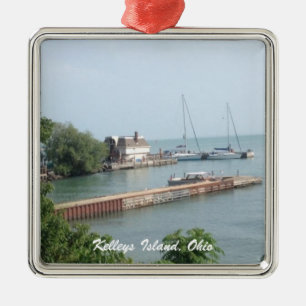 Ornement de Noël de photo de bateau d'île de