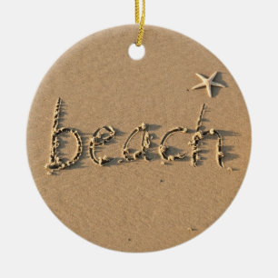 Ornement de Noël de plage sablonneuse et d'étoil