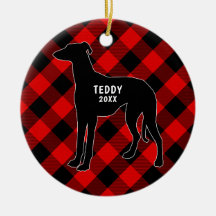 Ornement de Noël de plaid de chien de lévrier