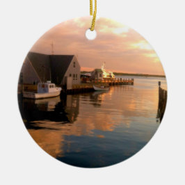 Ornement de Noël de port de trou en bois