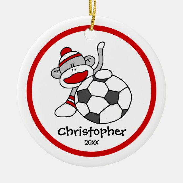 Ornement de Noël de s cognez de singe du football (Devant)
