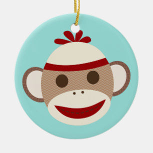 Ornement de Noël de singe de chaussette