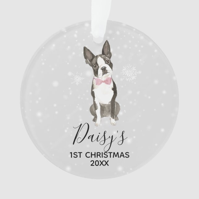 Ornement de Noël de vacances de chien de Boston (devant)