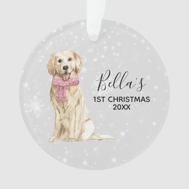Ornement de Noël de vacances de golden retriever (devant)