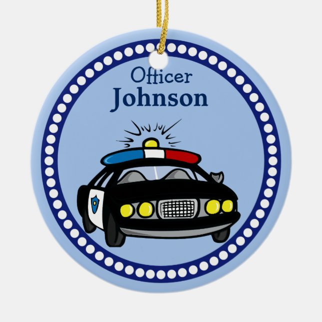 Ornement de Noël de voiture de police personnalisé (Devant)