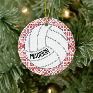 Ornement de Noël de volley-ball avec texte personn