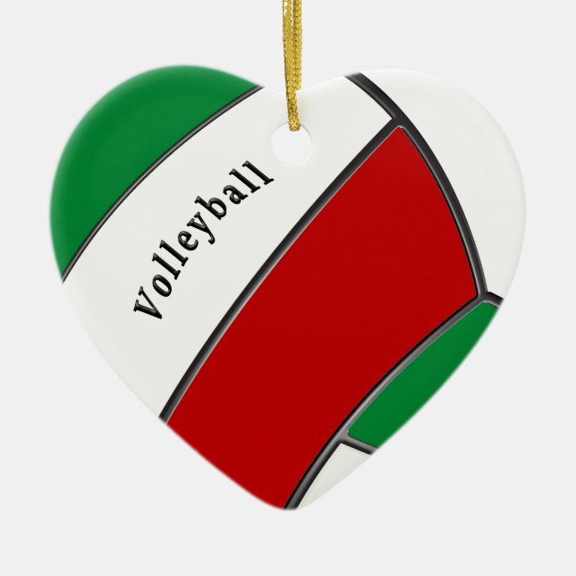Ornement de Noël de volley-ball en forme de coeur  (Devant)