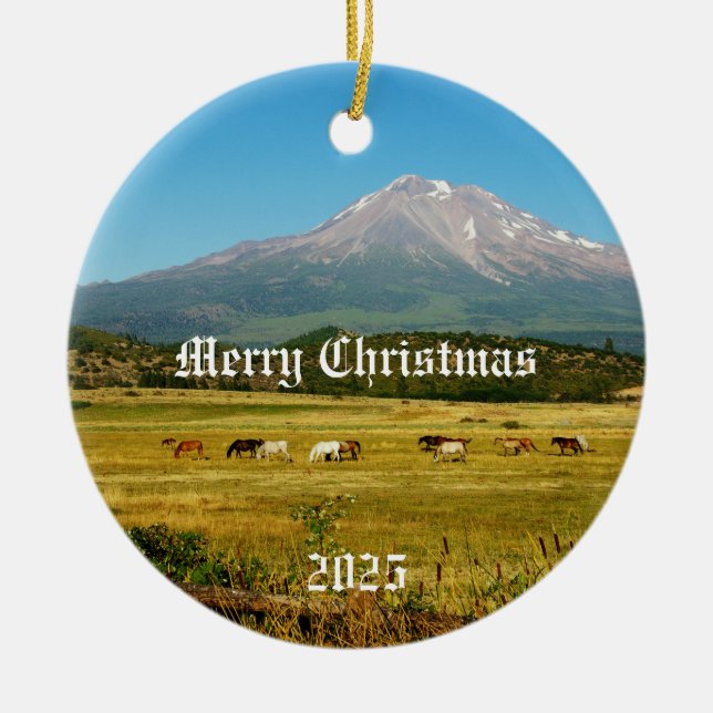 Ornement de Noël des Chevaux du Mont Shasta (Devant)