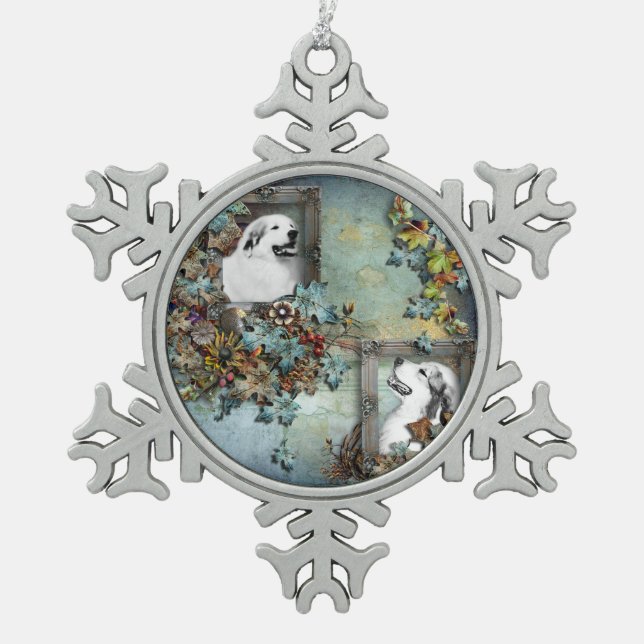 Ornement de Noël des Grands Pyrénées - Bleu (Devant)