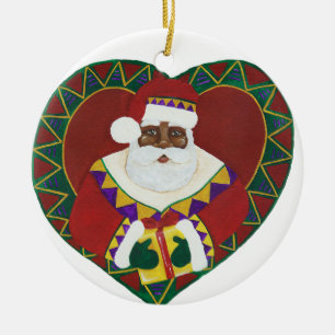 Ornement de Noël des Père Noël d'Afrique et d'Amér