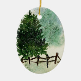 Ornement de Noël des pins neigeux