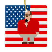 Ornement de Noël d'os de Ken : Drapeau américain