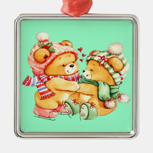 Ornement de Noël d'ours de nounours de jumeaux (Devant)