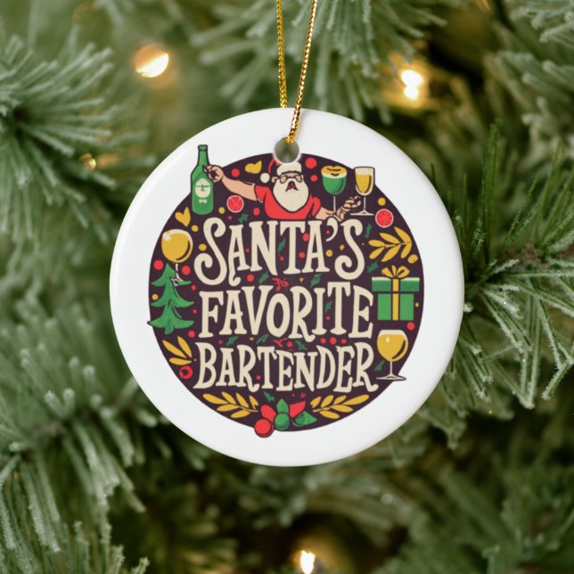 Ornement de Noël du barman personnalisé (Arbre)