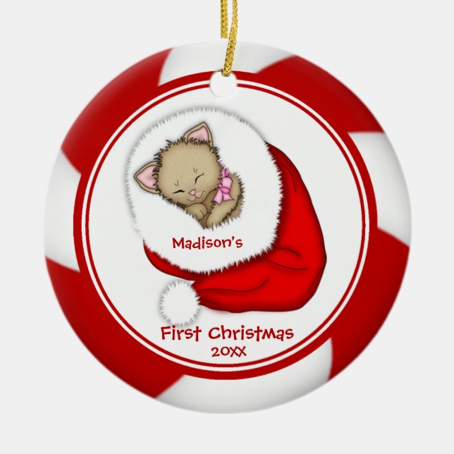 Ornement de Noël du bébé de chaton de Père Noël (Devant)