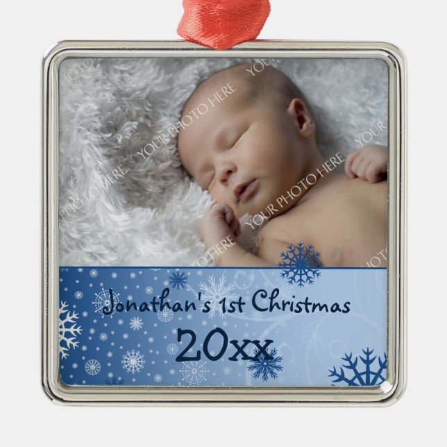Ornement de Noël du bébé de photo ęr (Devant)