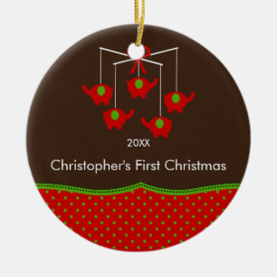 Ornement de Noël du bébé mobile d'éléphant premier