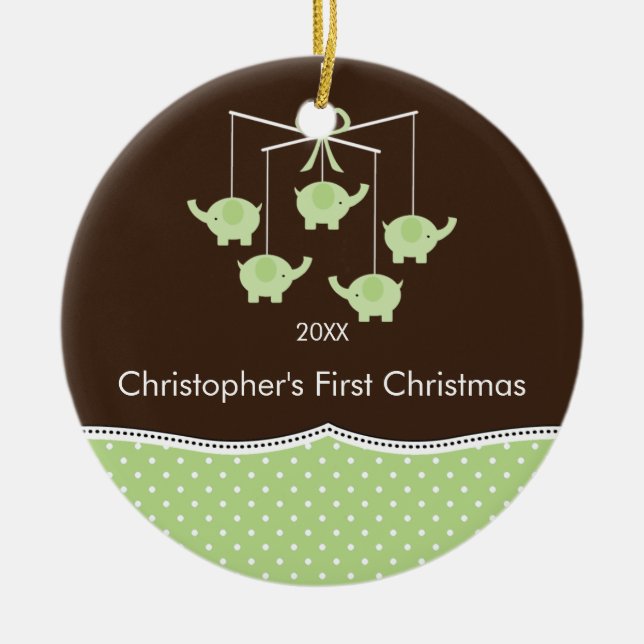 Ornement de Noël du bébé mobile d'éléphant premier (Devant)