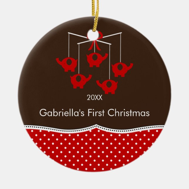 Ornement de Noël du bébé mobile d'éléphant premier (Devant)