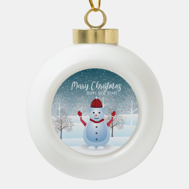 Ornement de Noël du boule de neige d'hiver (Devant)