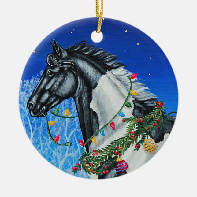 Ornement de Noël du Cheval de Peinture (Devant)