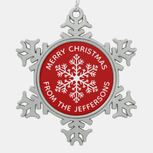 Ornement de Noël du flocon rouge