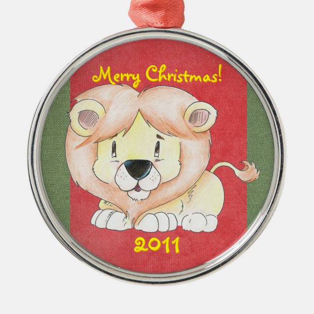 Ornement de Noël du lion mignon (Devant)