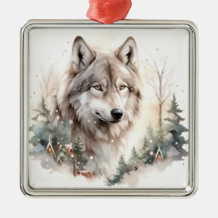 Ornement de Noël du loup d'hiver