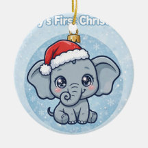 Ornement de Noël Éléphant Bébé — Premier Noël de B