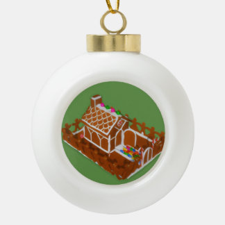 Ornement de Noël en boule de céramique Maison en p