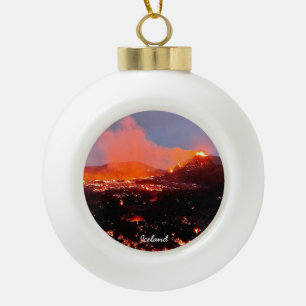 Ornement de Noël en boule en céramique - volcan d'