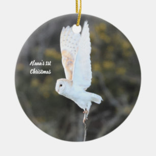 Ornement de Noël en céramique avec photo de chouet
