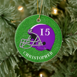 Ornement de Noël en céramique Casque Violet