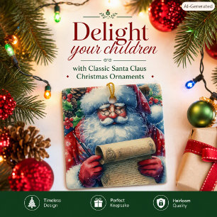 Ornement de Noël en céramique de Père Noël classiq