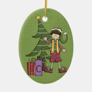 Ornement de Noël en céramique Elf