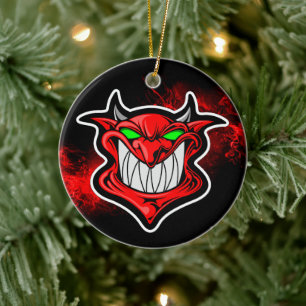 Ornement de Noël en céramique Mascotte Démon Diabl