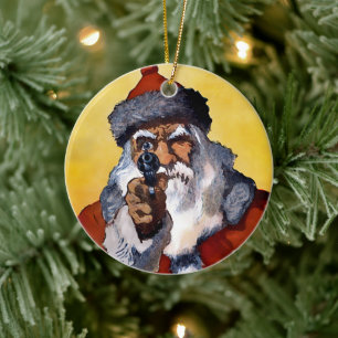 Ornement de Noël en céramique Père Noël déplaisant