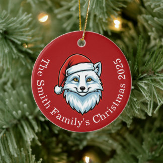 Ornement de Noël en céramique personnalisé Renard