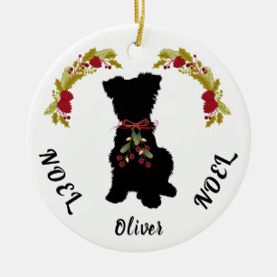 Ornement de Noël en céramique Scruffy Mutt Noel No