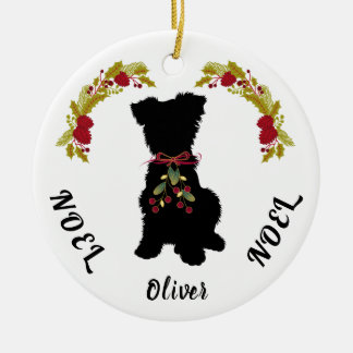 Ornement de Noël en céramique Scruffy Mutt Noel No
