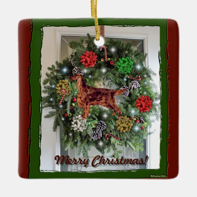 Ornement de Noël en céramique Setter irlandais (Devant)