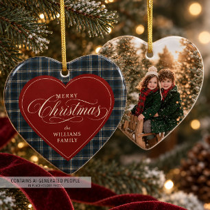 Ornement de Noël en forme de cœur personnalisé ave