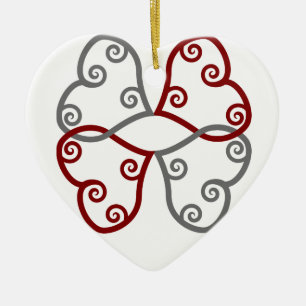 Ornement de Noël en forme de coeurs Maori rouge et